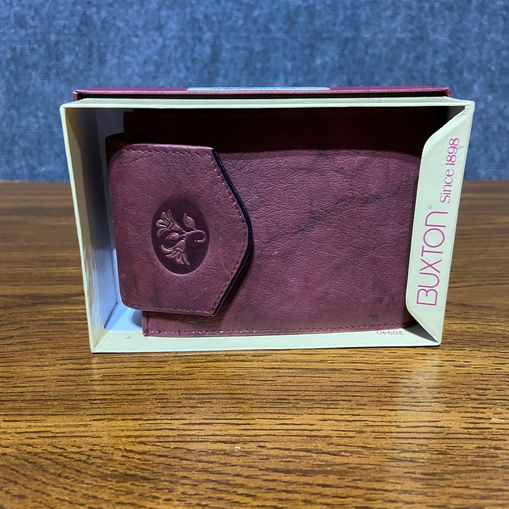 Buxton Vintage Women's Mahogany Top Grain Cowhide Leather Billfold Wallet NOS